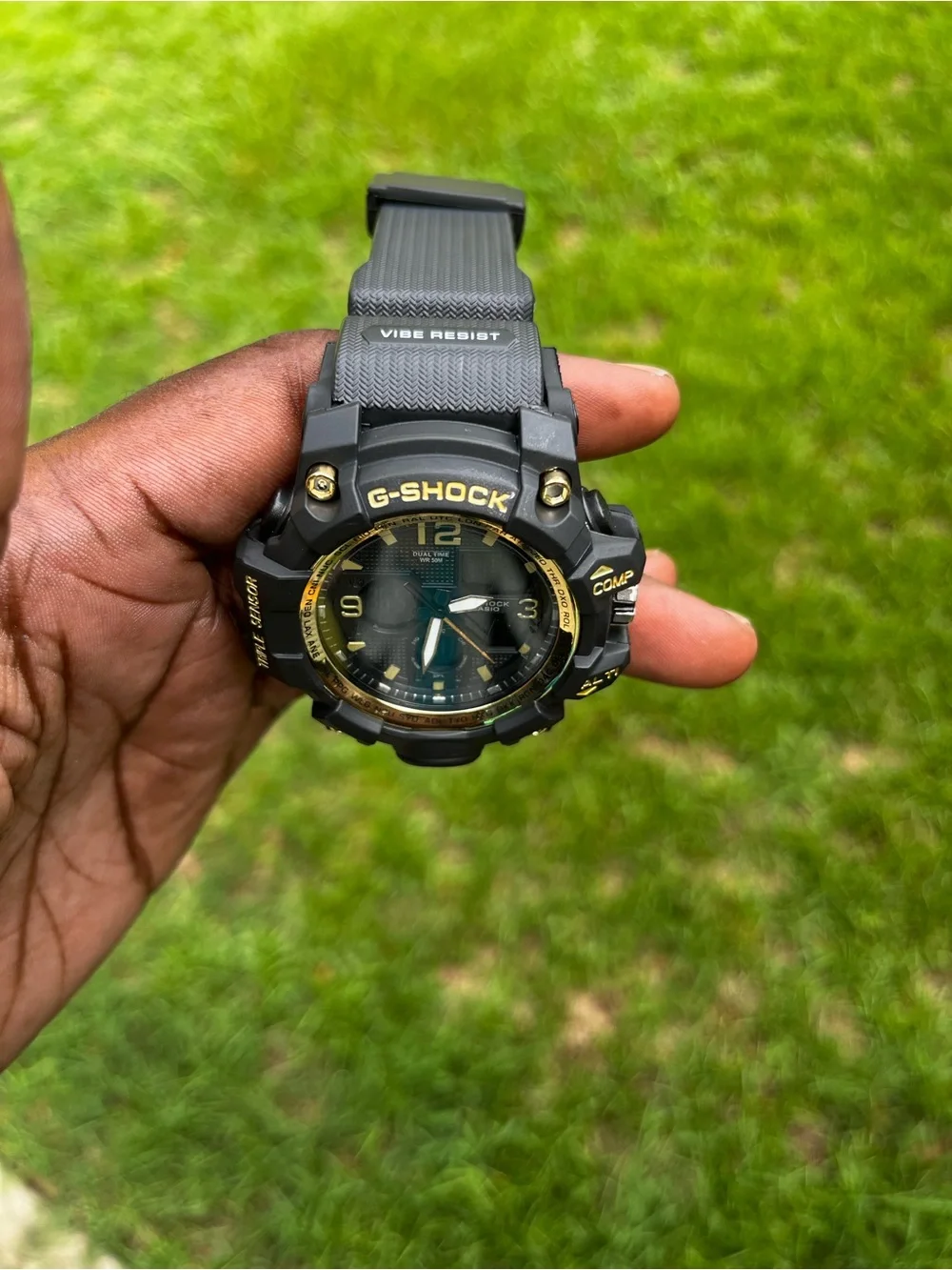 G-Shock Black and Gold Rugged Analog-Digital Watch
